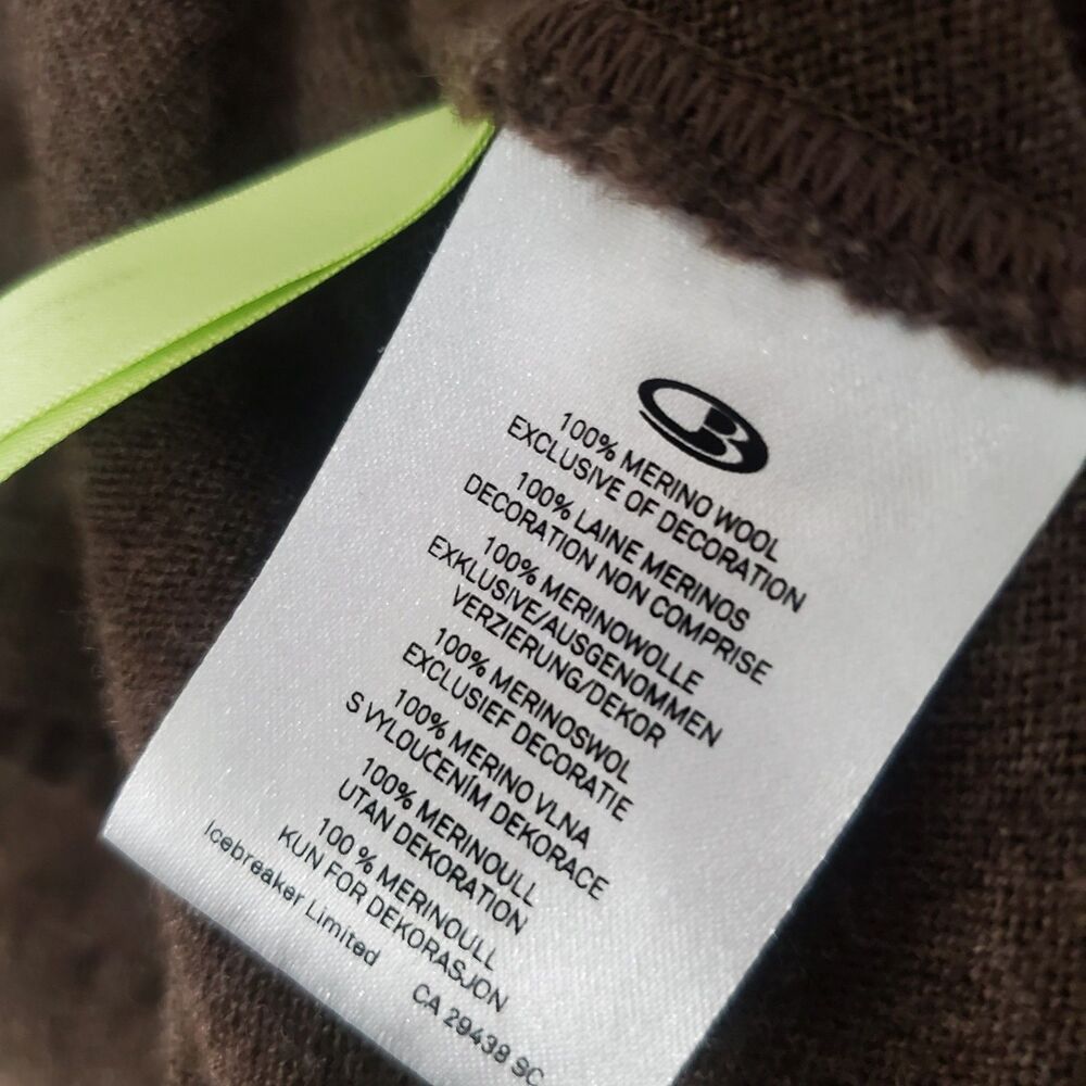 Icebreaker Sport 320 Men's Merino Wool 1/4 Zip Sweater Size XL Brown HOLES READ - Picture 12 of 14